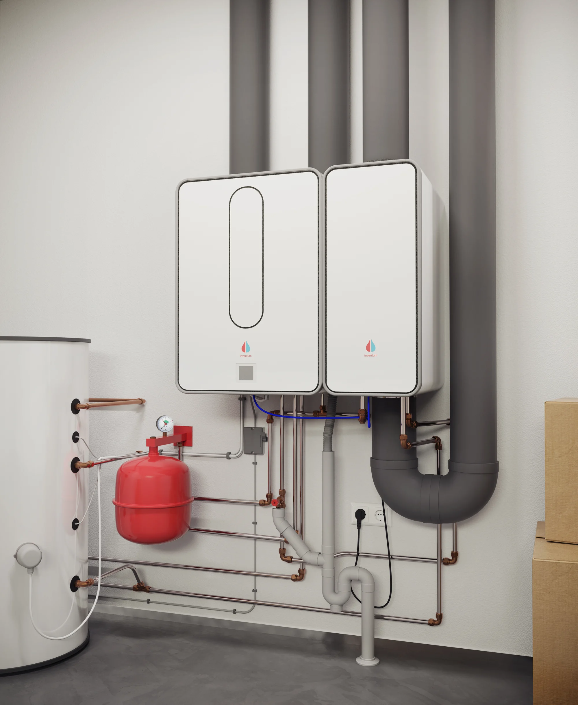3D-productvisualisatie van Inventum warmtepompen in n.v.t, modul air all e garage detail